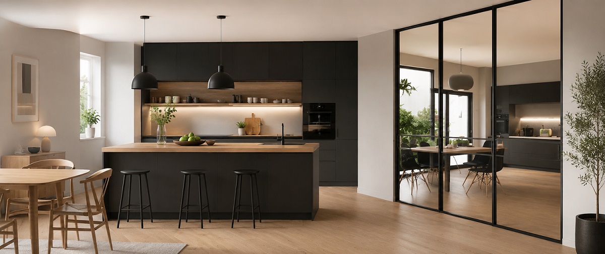 triple linkage sliding door for kitchen